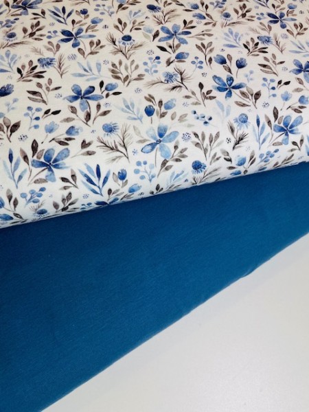 baumwolljersey stoffe blaue blumen